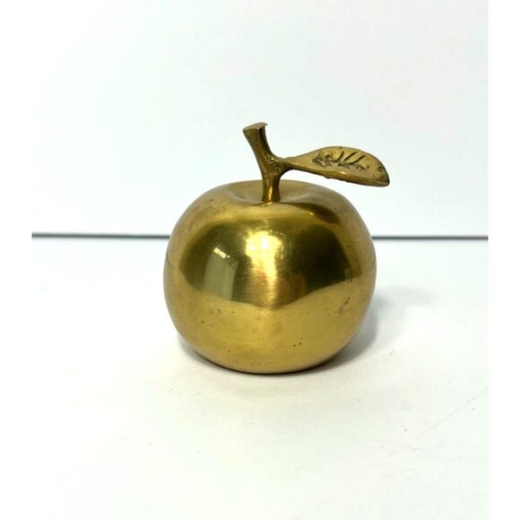 Vintage Solid Brass Apple Bell Teacher’s Desk Paperweight Classroom Decor - Picture 2 of 10